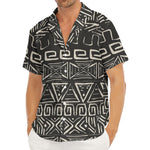 Beige Aztec Pattern Print Men's Deep V-Neck Shirt
