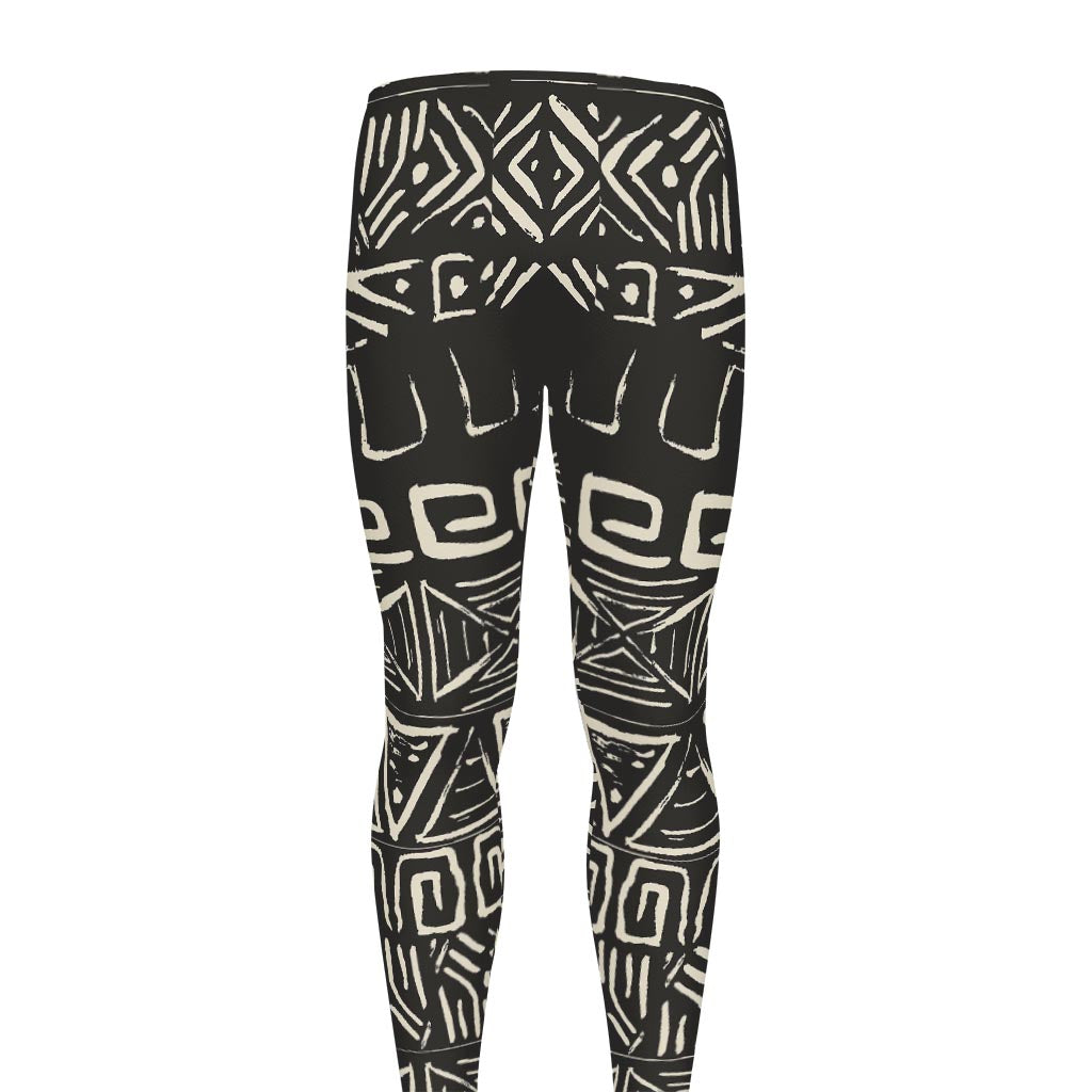 Beige Aztec Pattern Print Men's leggings