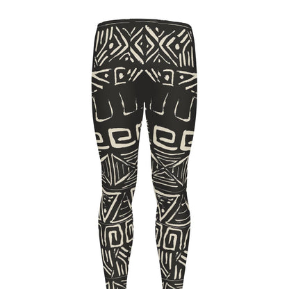 Beige Aztec Pattern Print Men's leggings