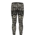 Beige Aztec Pattern Print Men's leggings