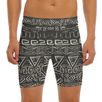 Beige Aztec Pattern Print Men's Long Boxer Briefs