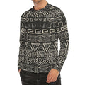 Beige Aztec Pattern Print Men's Long Sleeve Rash Guard
