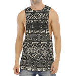 Beige Aztec Pattern Print Men's Muscle Tank Top