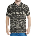 Beige Aztec Pattern Print Men's Polo Shirt