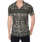 Beige Aztec Pattern Print Men's Shirt