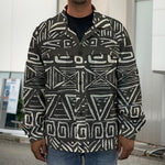 Beige Aztec Pattern Print Men's Shirt Jacket