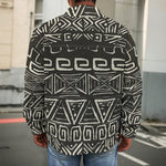 Beige Aztec Pattern Print Men's Shirt Jacket