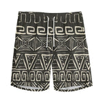 Beige Aztec Pattern Print Men's Sports Shorts