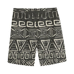Beige Aztec Pattern Print Men's Sports Shorts