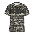 Beige Aztec Pattern Print Men's Athletic T-Shirt