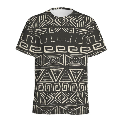Beige Aztec Pattern Print Men's Sports T-Shirt