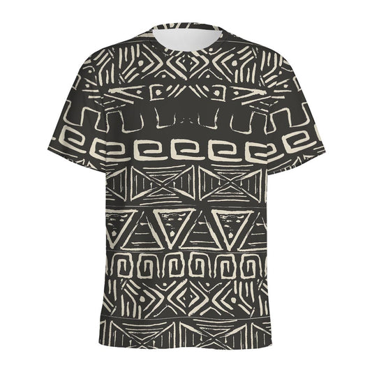 Beige Aztec Pattern Print Men's Sports T-Shirt