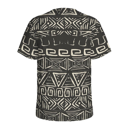 Beige Aztec Pattern Print Men's Sports T-Shirt