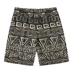 Beige Aztec Pattern Print Men's Swim Trunks