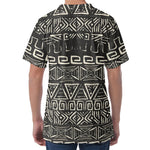 Beige Aztec Pattern Print Men's Velvet T-Shirt