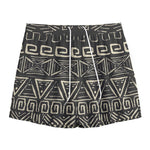Beige Aztec Pattern Print Mesh Shorts