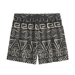 Beige Aztec Pattern Print Mesh Shorts