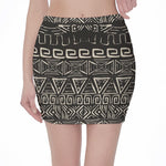 Beige Aztec Pattern Print Pencil Mini Skirt
