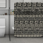 Beige Aztec Pattern Print Polyester Shower Curtain