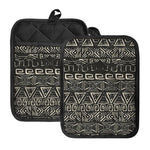 Beige Aztec Pattern Print Pot Holders With Pocket