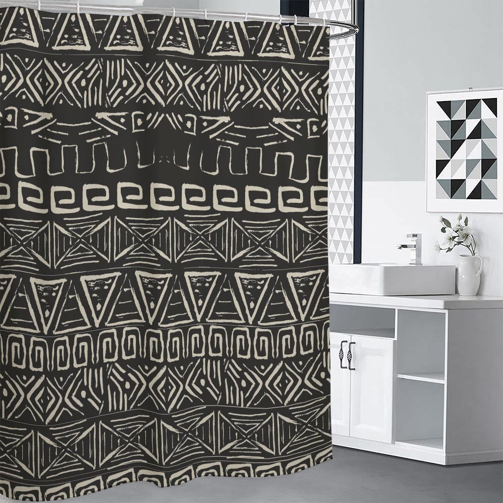 Beige Aztec Pattern Print Premium Shower Curtain