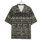 Beige Aztec Pattern Print Rayon Hawaiian Shirt