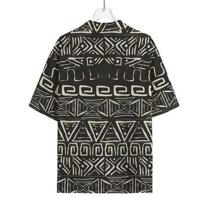 Beige Aztec Pattern Print Rayon Hawaiian Shirt