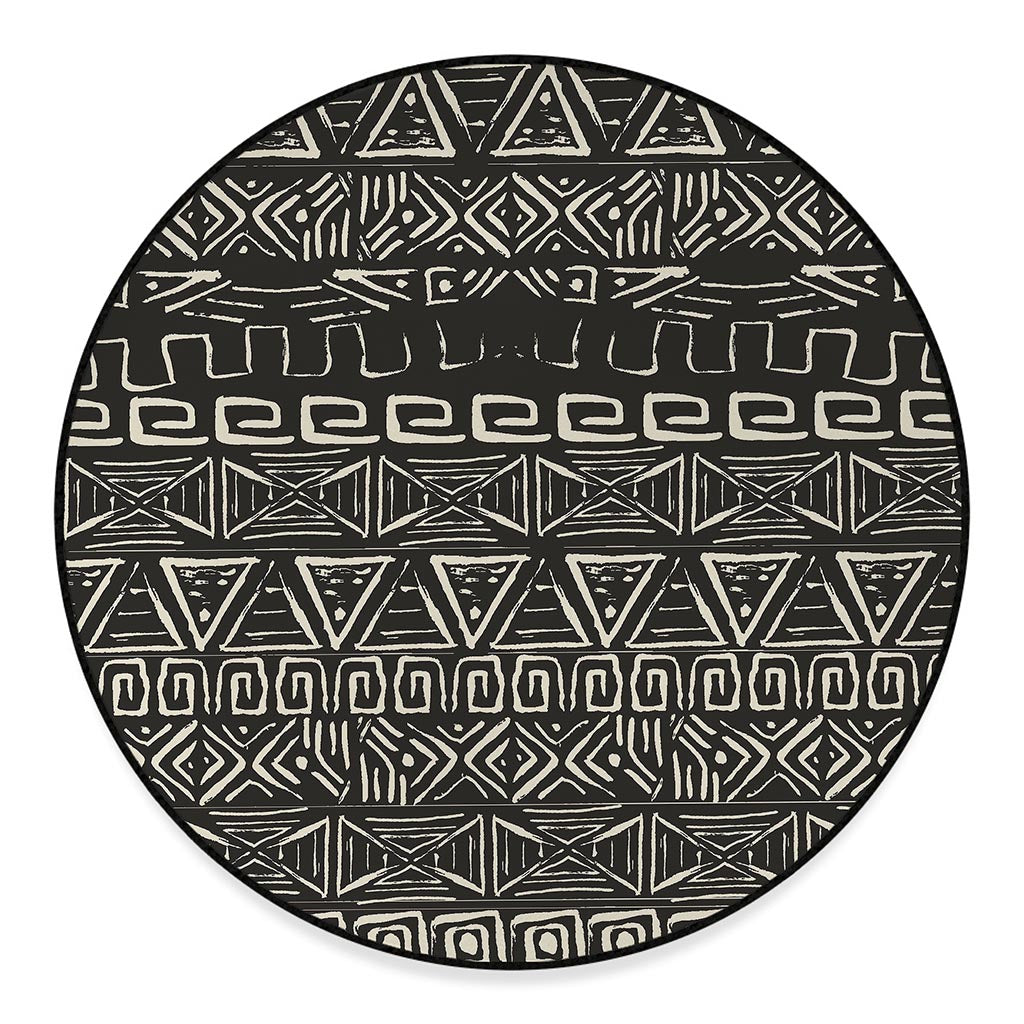 Beige Aztec Pattern Print Round Floor Mat
