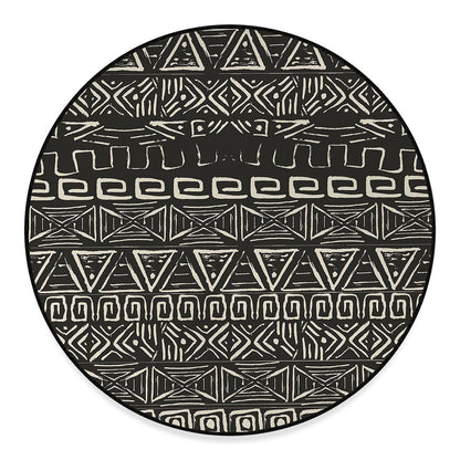 Beige Aztec Pattern Print Round Floor Mat