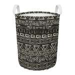 Beige Aztec Pattern Print Round Laundry Basket