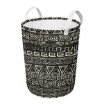 Beige Aztec Pattern Print Round Laundry Basket