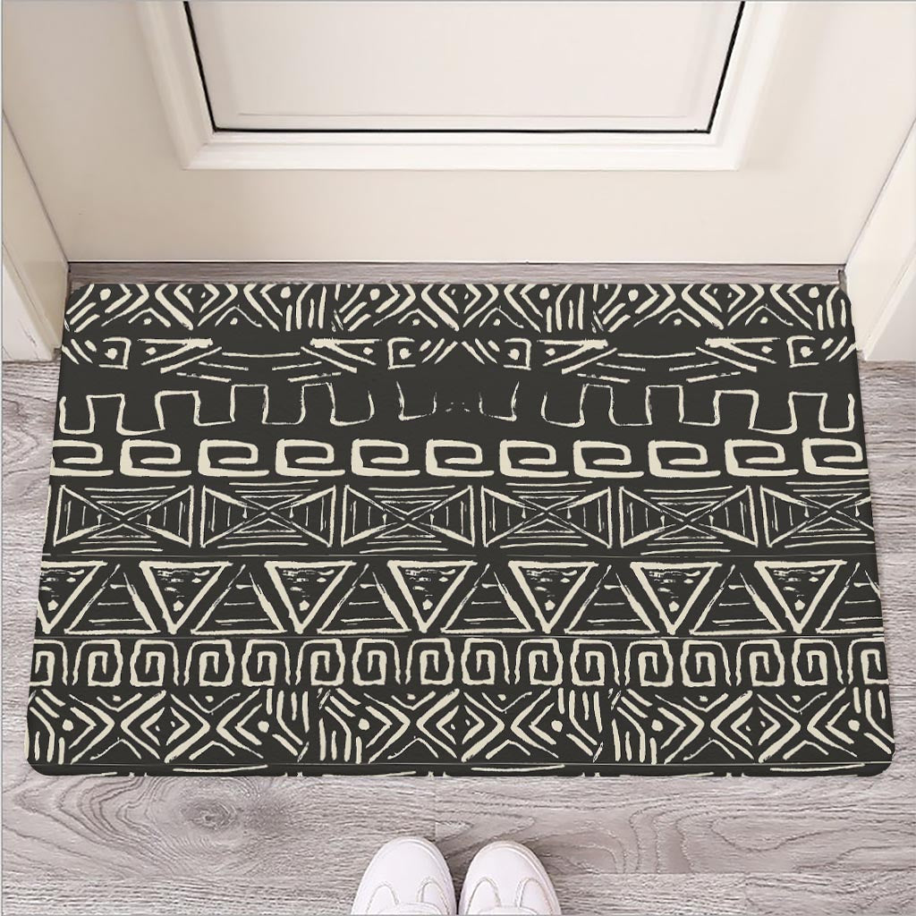 Beige Aztec Pattern Print Rubber Doormat