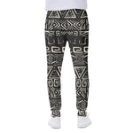 Beige Aztec Pattern Print Scuba Joggers