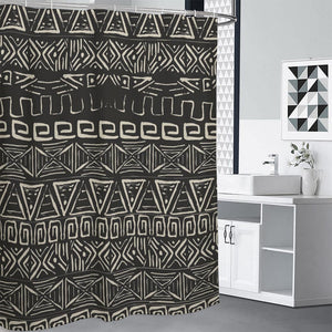 Beige Aztec Pattern Print Shower Curtain