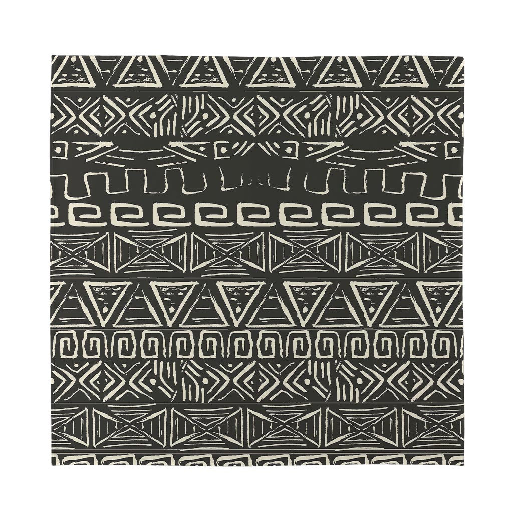 Beige Aztec Pattern Print Silk Bandana