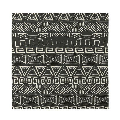 Beige Aztec Pattern Print Silk Bandana