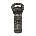 Beige Aztec Pattern Print Single Neoprene Wine Tote