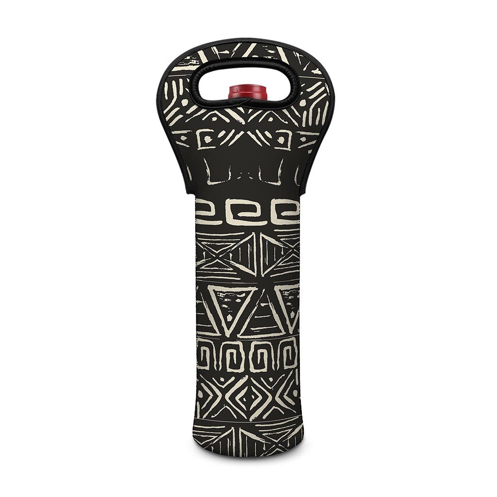 Beige Aztec Pattern Print Single Neoprene Wine Tote