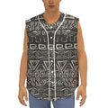 Beige Aztec Pattern Print Sleeveless Baseball Jersey