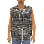 Beige Aztec Pattern Print Sleeveless Baseball Jersey