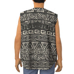 Beige Aztec Pattern Print Sleeveless Baseball Jersey