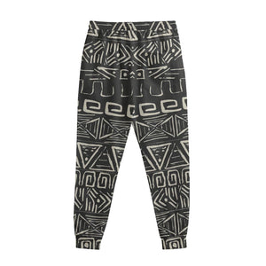 Beige Aztec Pattern Print Sweatpants