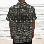 Beige Aztec Pattern Print Textured Short Sleeve Shirt