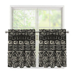 Beige Aztec Pattern Print Tier Curtains