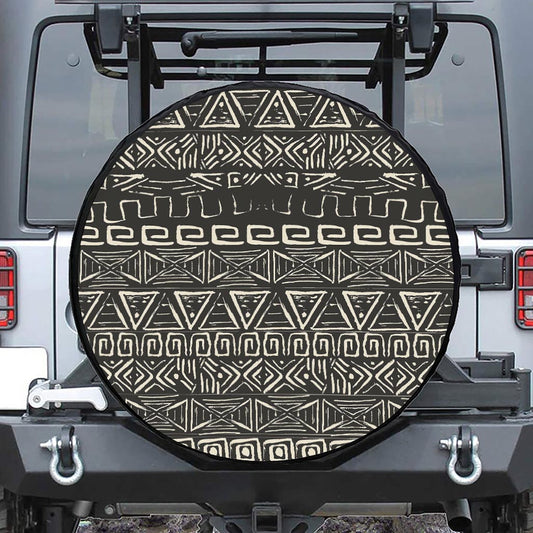 Beige Aztec Pattern Print Tire Cover