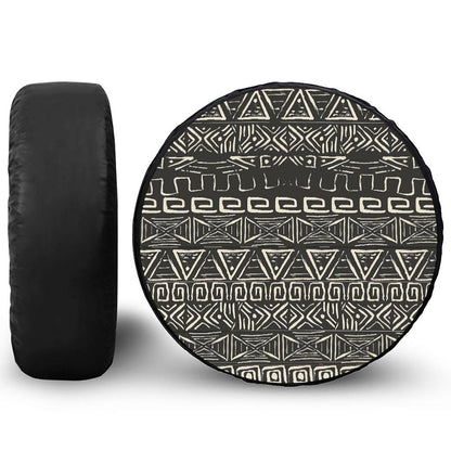 Beige Aztec Pattern Print Tire Cover