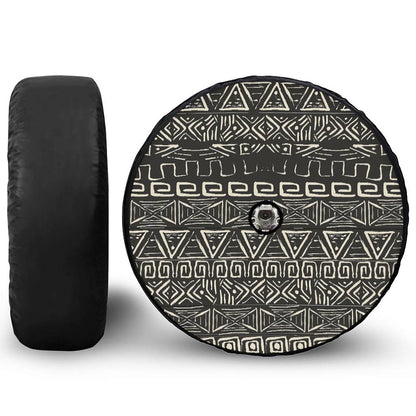 Beige Aztec Pattern Print Tire Cover With Camera Hole