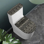 Beige Aztec Pattern Print Toilet Lid And Tank Cover Set