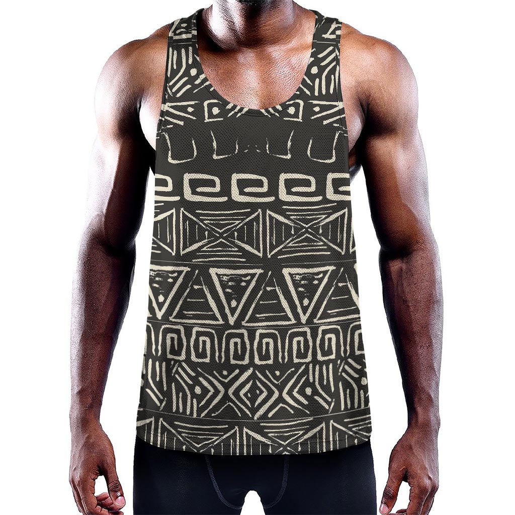 Beige Aztec Pattern Print Training Tank Top