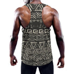 Beige Aztec Pattern Print Training Tank Top